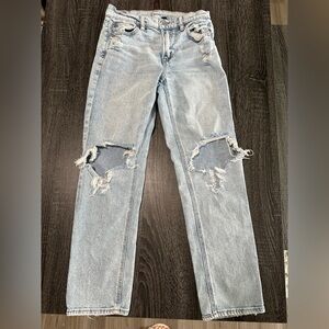 American Eagle Outfitters Light Blue Distressed Straight Leg Jeans